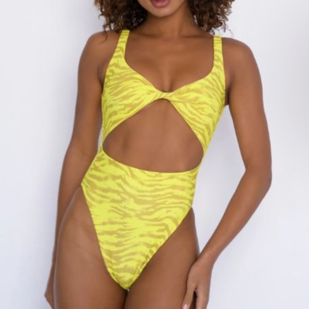 Katie  Yellow Cutout One-Piece Swimsuit